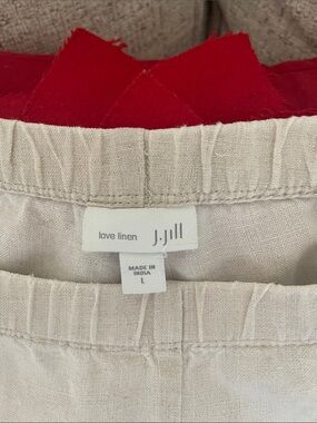 J. Jill Beige Linen Elastic Waist Pants